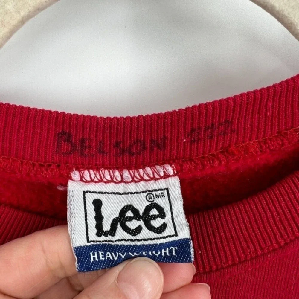 Vintage Lee Sweatshirt Mens Large Red Heavyweight Crewneck Pullover Blank 90s